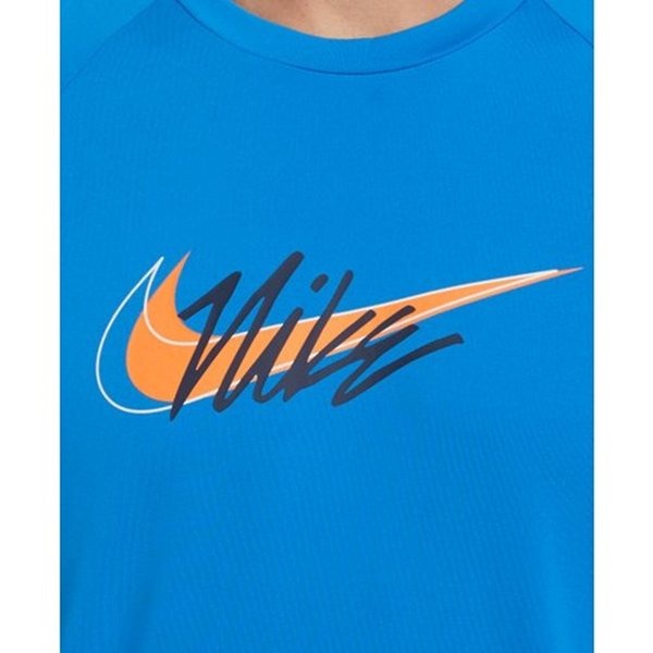 NIKE SCRIPT LOGO 成人男性短袖防曬衣 抗UV DRI-FIT 運動上衣 NESSC653 【樂買網】, 458 相片藍,M, large