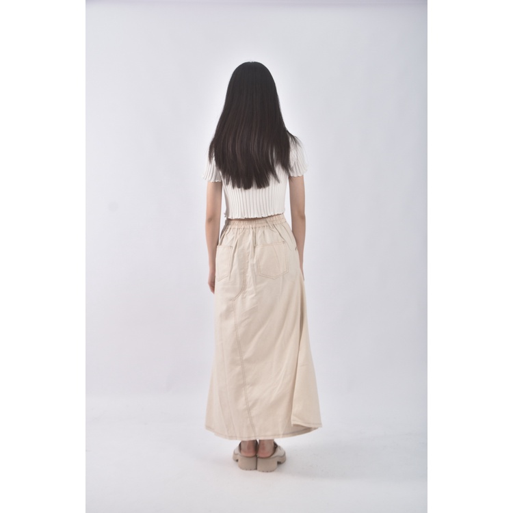 (S) 寬鬆杏色長裙二手衣, , large