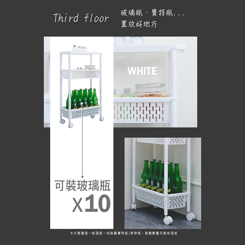 【Y HOUSE】Japanese style simple gap three-layer cart (with wheels) storage basket small item storage gap cart plastic basket, , large