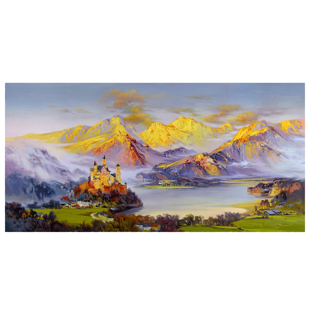【御畫房】金山城堡 國家一級畫師手繪油畫60×120cm(VF-122)