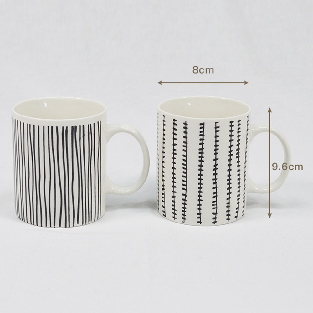 2-Piece Ceramic Mug Set with Line Pattern, , large