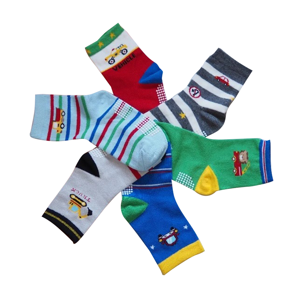 [Kaimei Cotton] MIT Taiwan-made pure cotton non-slip children's socks-Car Car Story 17-21cm-8 pairs, , large