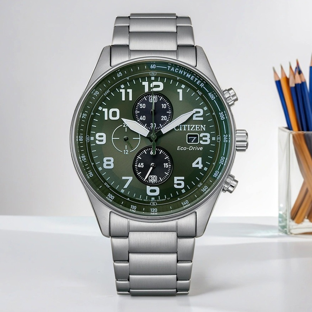CITIZEN 星辰 軍風飛行錶 光動能三眼計時手錶 CA0770-72X, , large