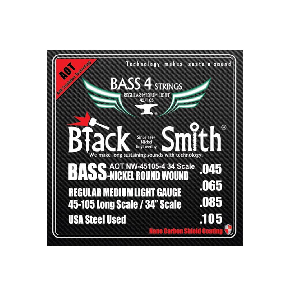 BlackSmith ANW-45105-4-34 奈米碳纖維AOT薄包膜 電貝斯套弦【敦煌樂器】, , large