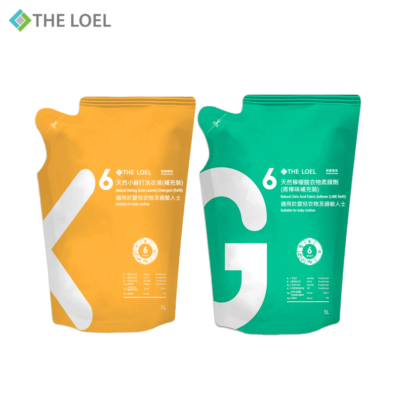 〔得來亞〕THE LOEL 超值優惠-洗衣組合包1000ml【抗菌天然小蘇打洗衣液(補充裝) +天然檸檬酸衣物柔順劑 (青檸味補充裝)】/ 韓國製造, , large