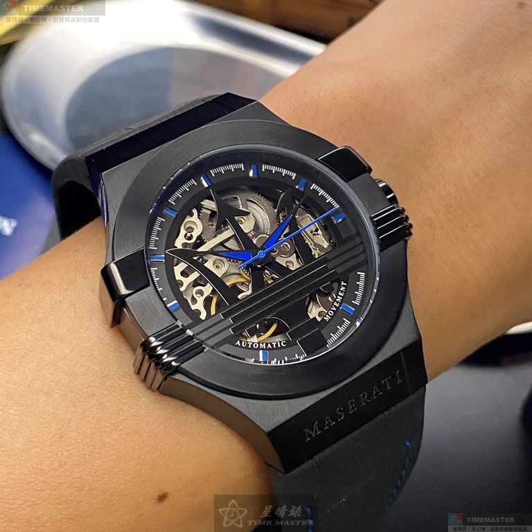 [星晴錶業]MASERATI手錶,42mm,R8821108009黑色錶面黑錶殼深黑色真皮皮革錶帶款, , large