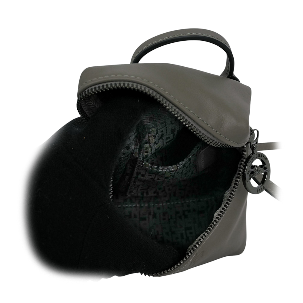 LONGCHAMP Le Pliage Xtra XS 小牛皮拉鍊迷你手提/斜背二用包/斑鳩灰, , large