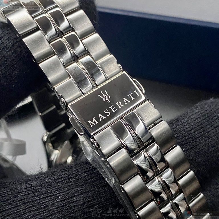 [星晴錶業]MASERATI手錶,42mm,R8873613001寶藍色錶面銀錶殼銀色精鋼錶帶款, , large