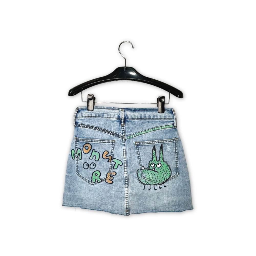  Kind Monster Denim Skirt Blue, , large