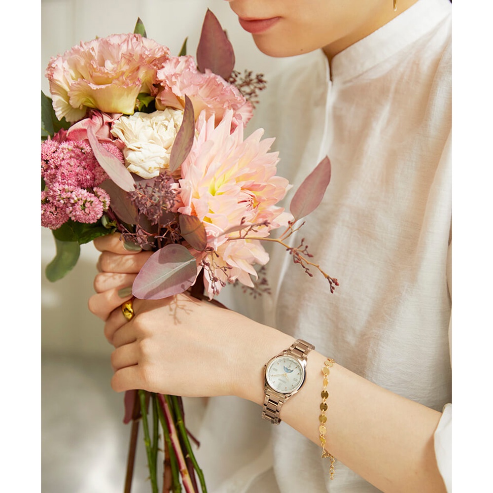 CITIZEN 星辰 XC 鈦 日月顯示光動能電波女錶 EE1004-57A, , large