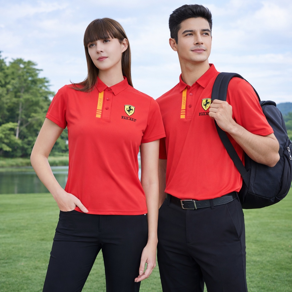 【FALALI】Short-sleeved cooling polo shirt - Men's (red) , , large