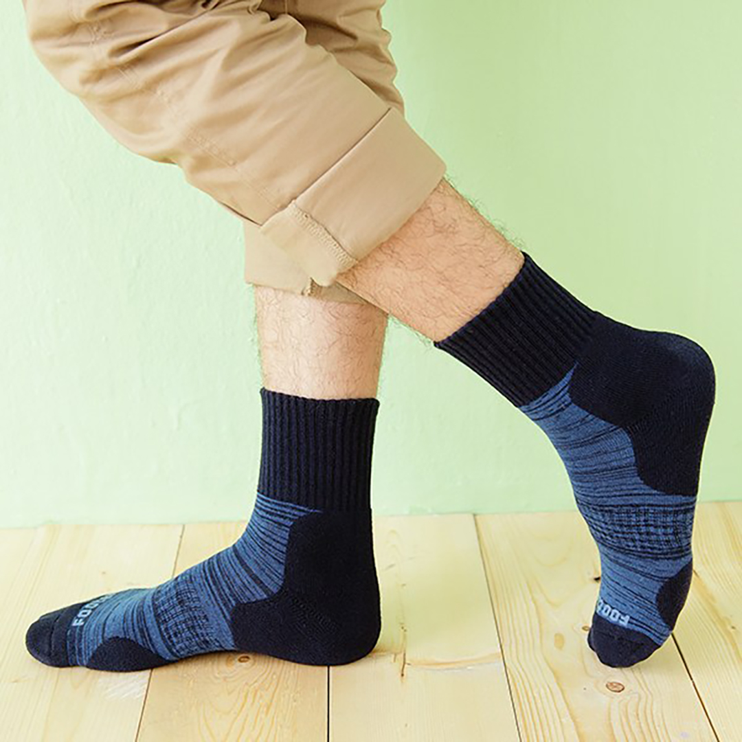 Footer花紗設計款氣墊運動襪, 藍色-L, large
