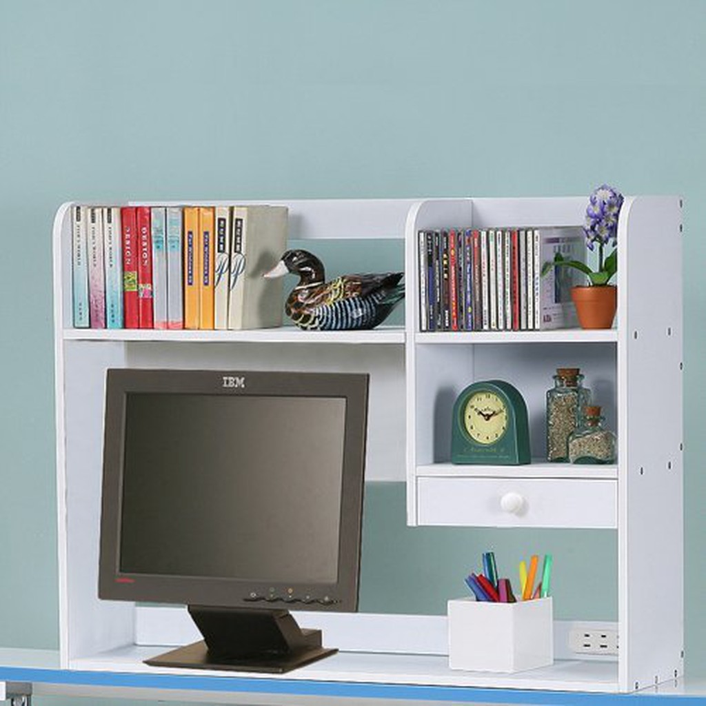 《C&B》樂活趣桌上型附插座置物書架(台灣生產)