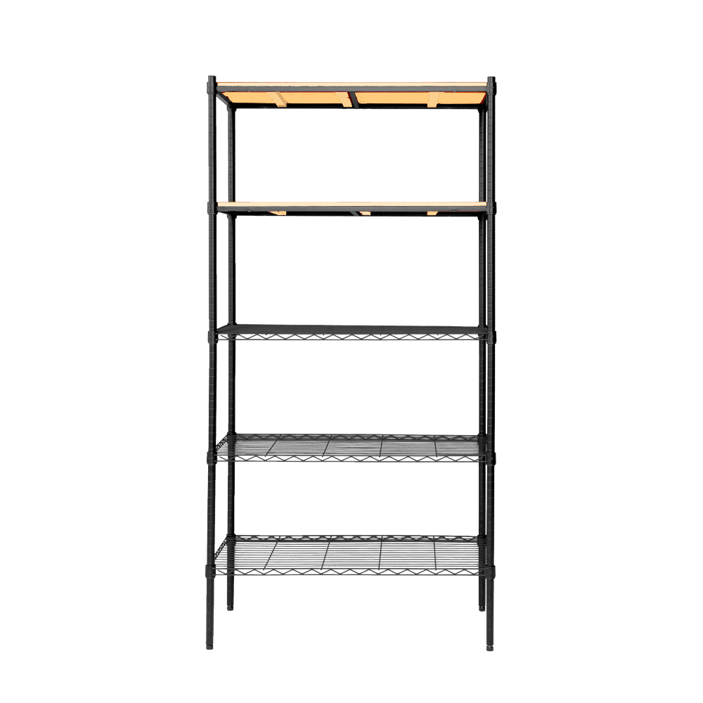 【Y HOUSE】90x45x180cm pine five-layer storage rack rack iron rack - black wood