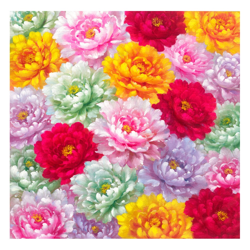 【御畫房】五行牡丹 國家一級畫師手繪油畫80×80cm(VF-168), , large