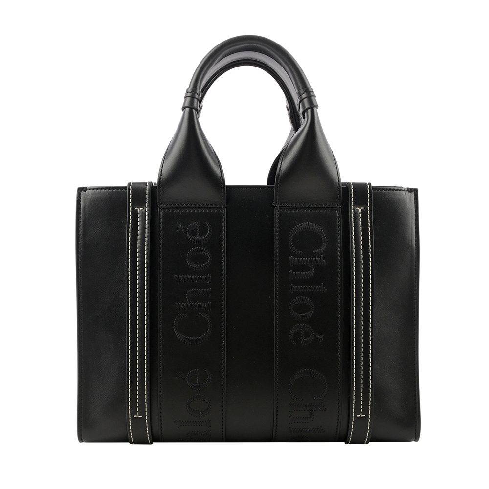CHLOE' Woody 小牛皮手提/斜背二用托特包/小/黑色, , large