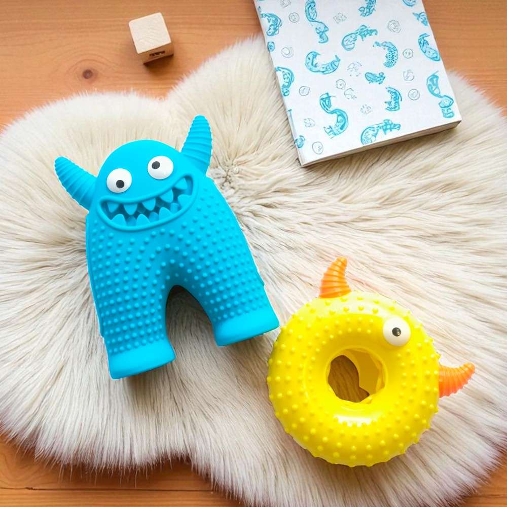摩達客寵物-狗貓紓壓磨牙玩具-小怪獸+圈圈兩件C組-潔齒自嗨耐咬解悶寵物玩具, , large
