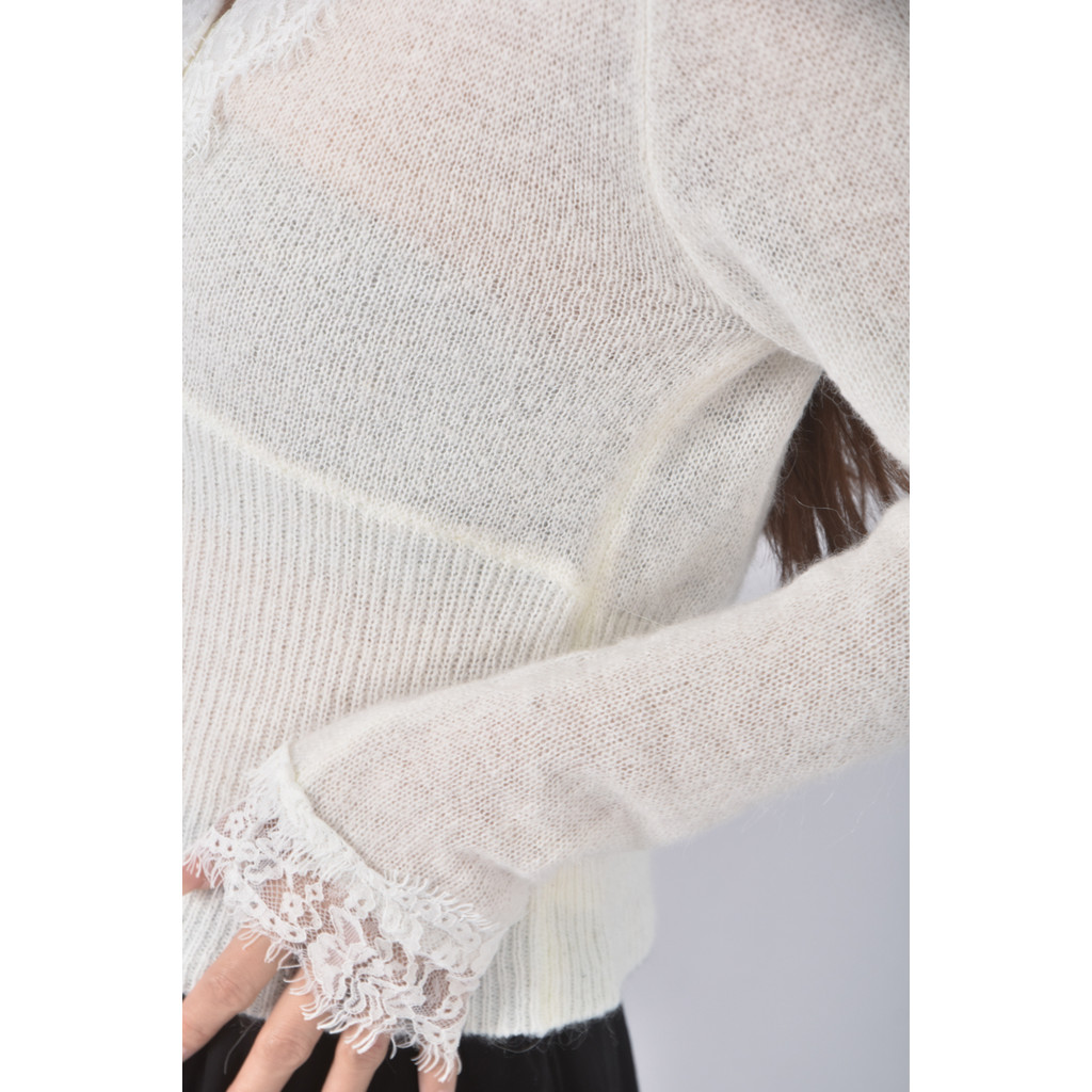 (S) hello蕾絲白色長袖上衣二手衣, , large