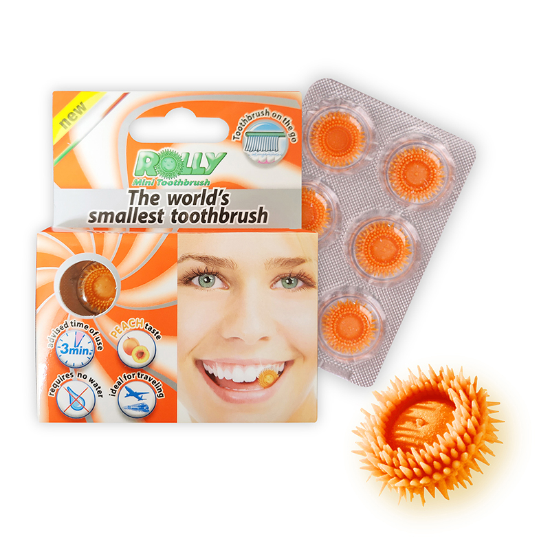Rolly Brush Smallest toothbrush 15pack Peach, , large