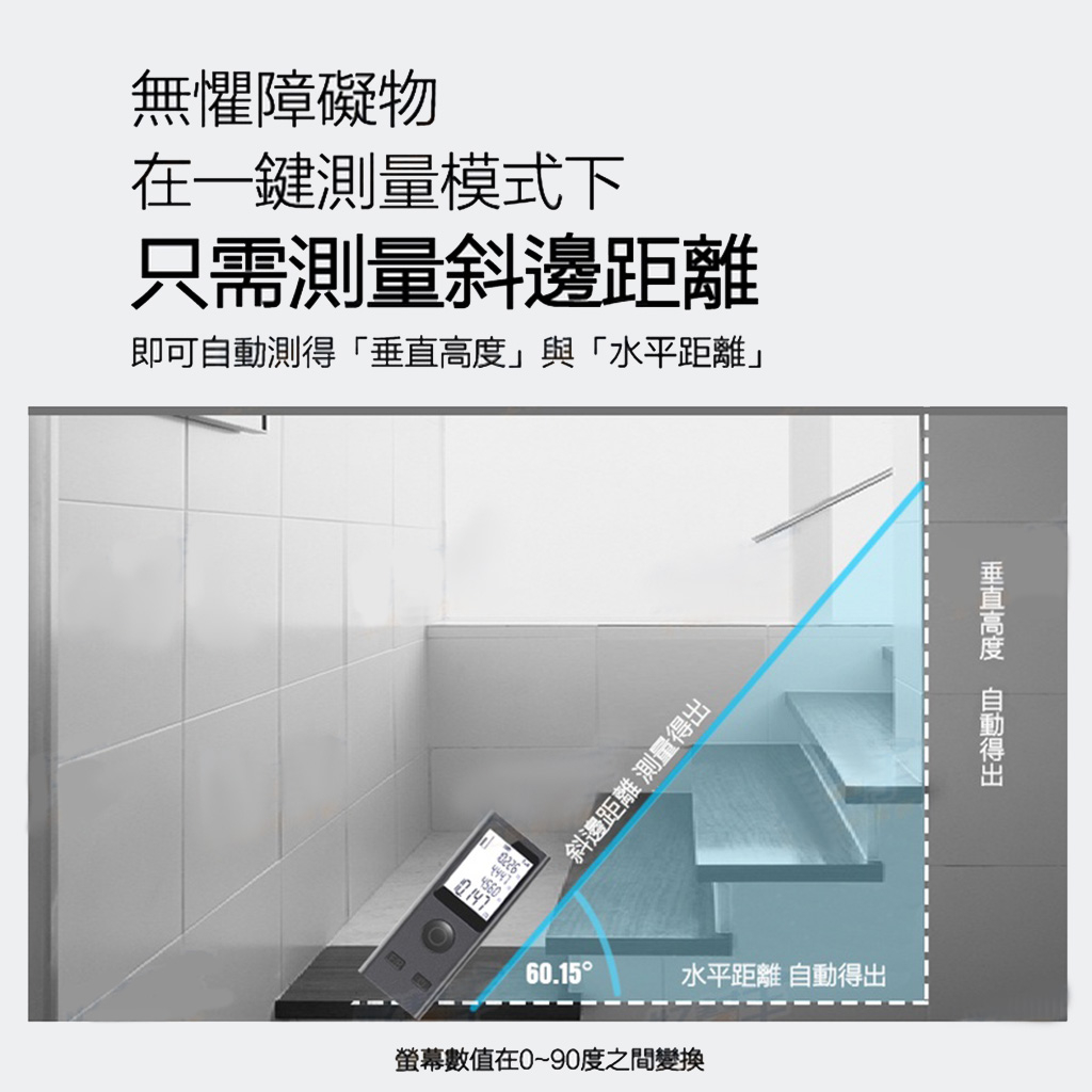 昌運監視器 LT-60P 60米 電子尺 角度 面積 體積 距離量測 紅外線 室內設計必備 微型 充電式 雷射測距儀, , large
