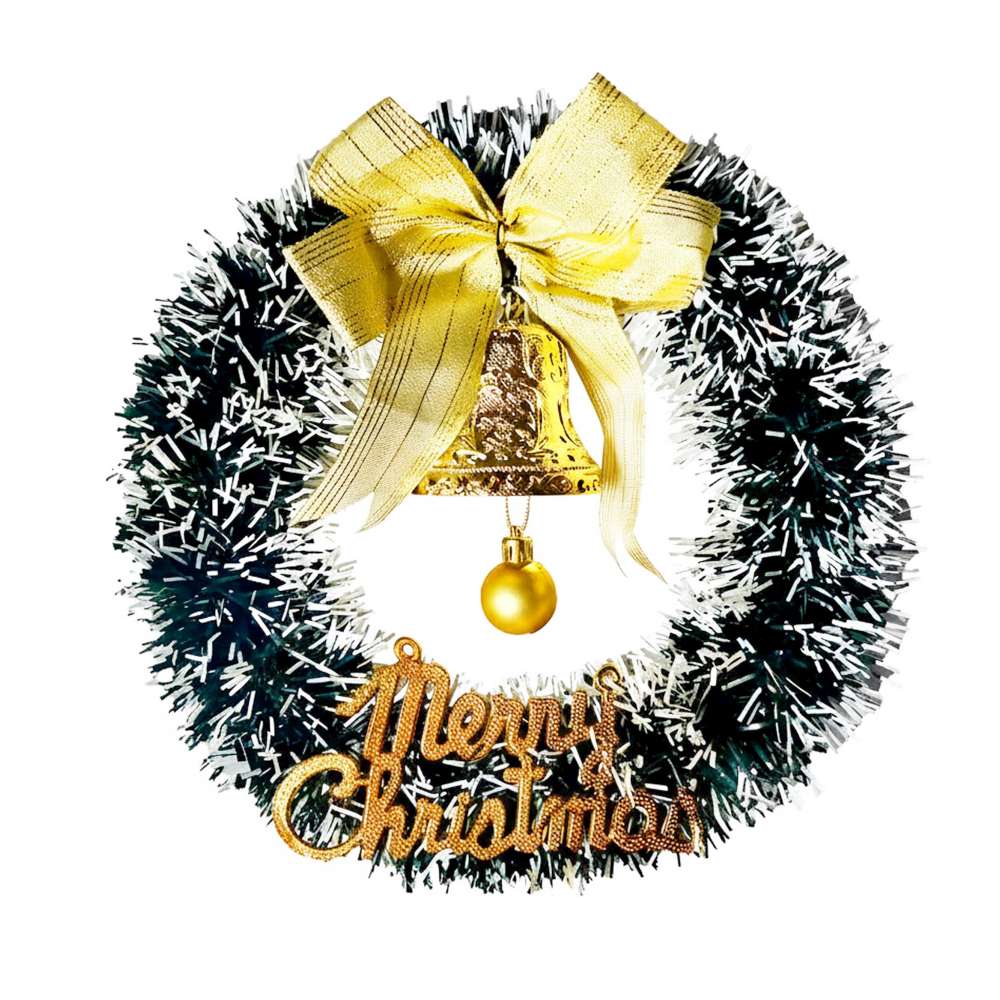 摩達客11吋風尚雅墨綠刷白系金蔥彎絲聖誕花圈_台灣工藝免組裝_本島免運費, , large