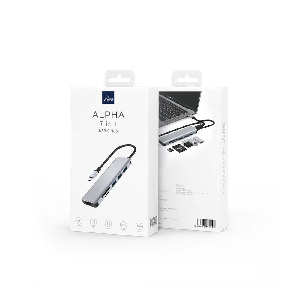 【WiWU】USB-C HUB 7 in 1 Multi-function Hub A731HC, , large