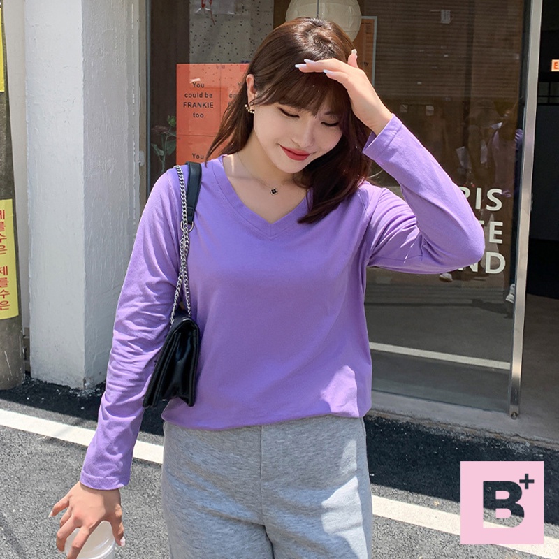 大尺碼-舒服-全棉-長袖-T恤-黑/藍綠/白/粉/黃/紫/深灰-0101321, 01黑, large