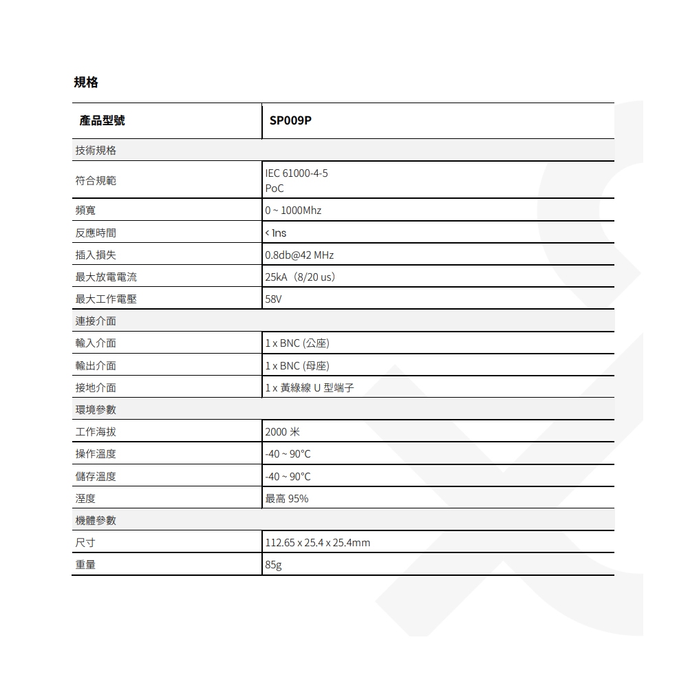 昌運監視器 SP009P 突波保護器 高清影像 PoC 避雷器 (BNC 頭) 影像解析度800萬畫素, , large