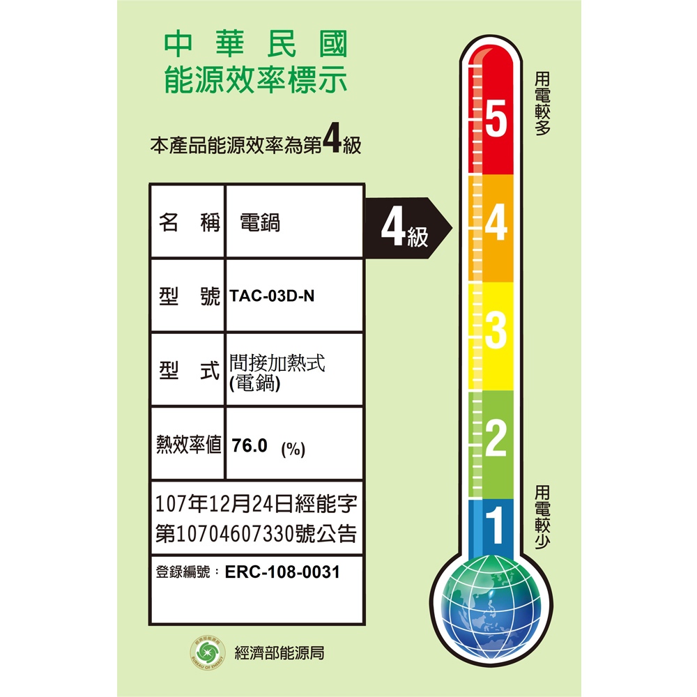 TATUNG 大同 3人份 曜石灰 不鏽鋼配件電鍋 TAC-03D-NIG, , large