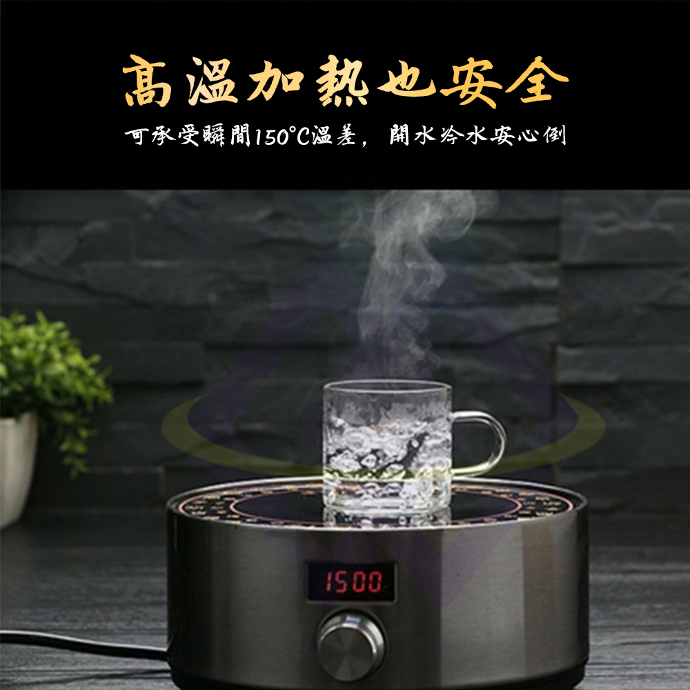 【禾統】六色杯把玻璃茶杯組 / 透明 (高硼矽玻璃壺 功夫茶具 茶杯), , large