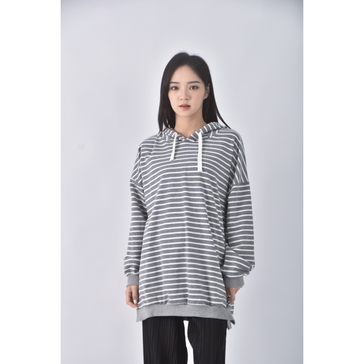 (F) dailo質感棉質純棉連帽灰色長袖上衣二手衣, , large