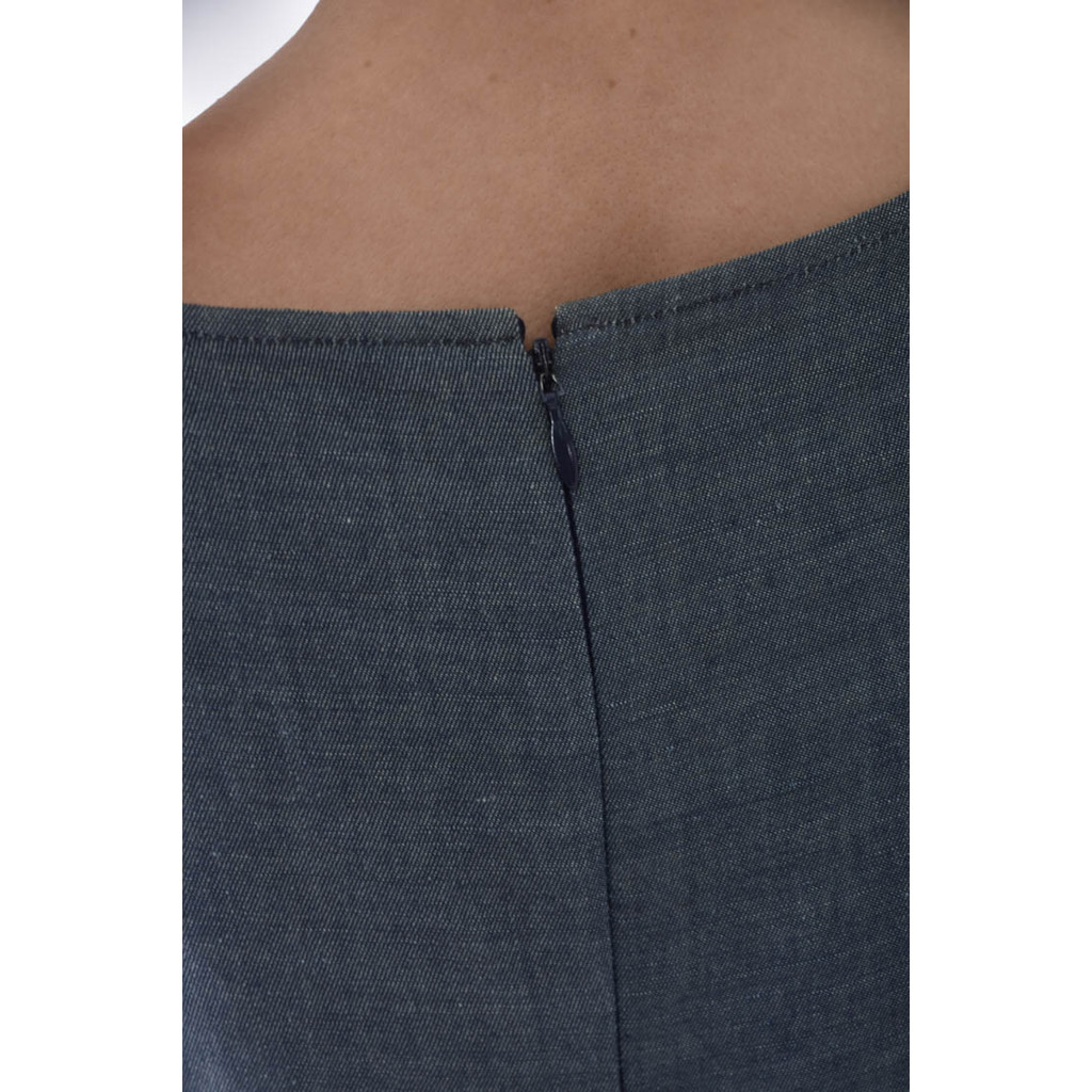 (S) 質感圓領藍色上衣二手衣, , large