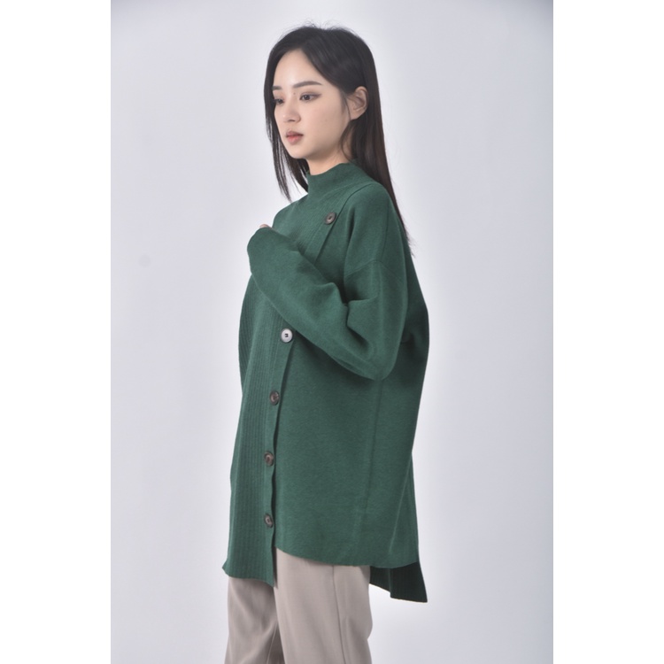 (F) yecca vecca針織排扣綠色長袖上衣二手衣, , large