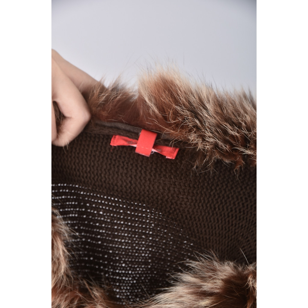 (S) tian lun質感針織領口刷毛棕色長袖上衣二手衣, , large