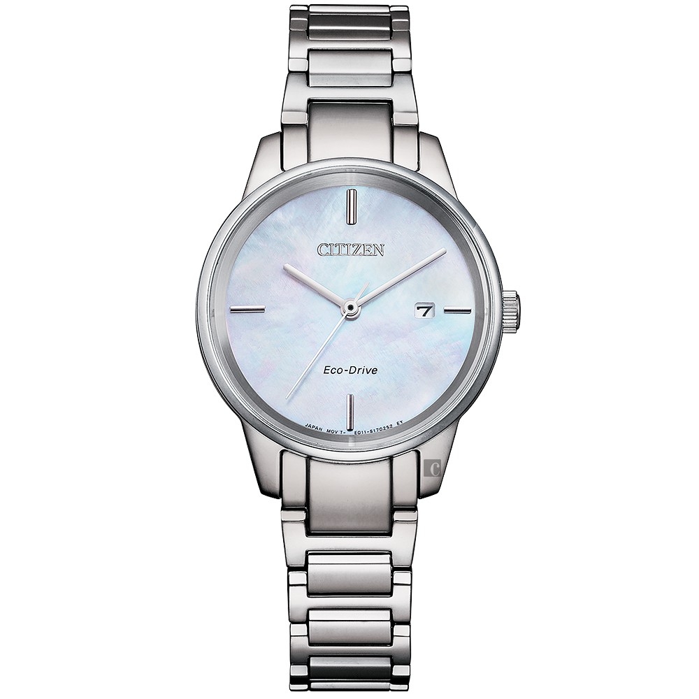 CITIZEN 星辰 光動能珍珠貝女錶 EW2590-85D, , large