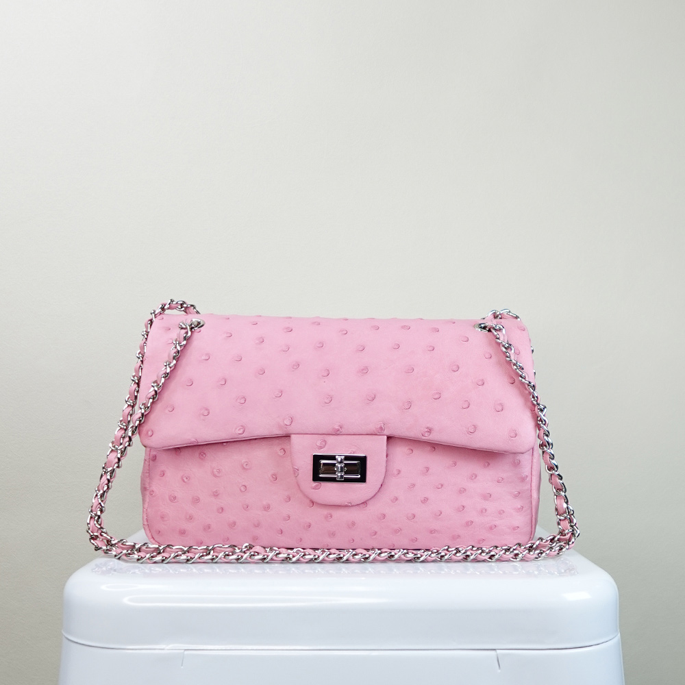 【M2nd】 Ostrich Class Flap Bag with Chain