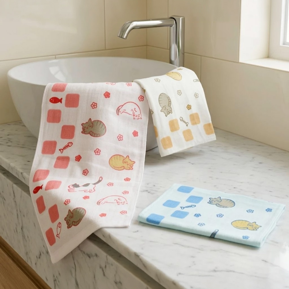 [凱美棉業] 7入組 隨機出色 MIT台灣製 可愛半棉半紗兒童毛巾  純棉柔軟 舒適吸水, , large