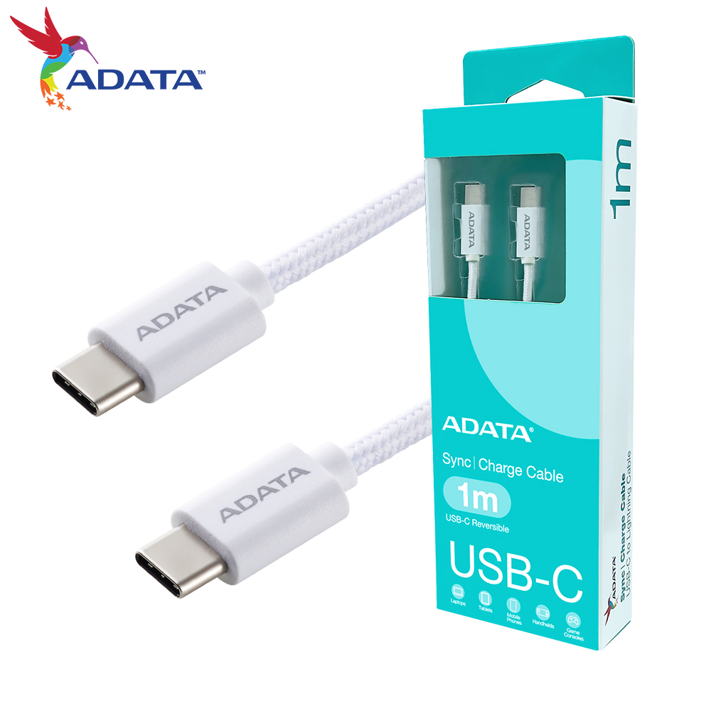 【ADATA 威剛】USB-C to USB-C 白色 充電傳輸線 編織線 長度 100cm, , large
