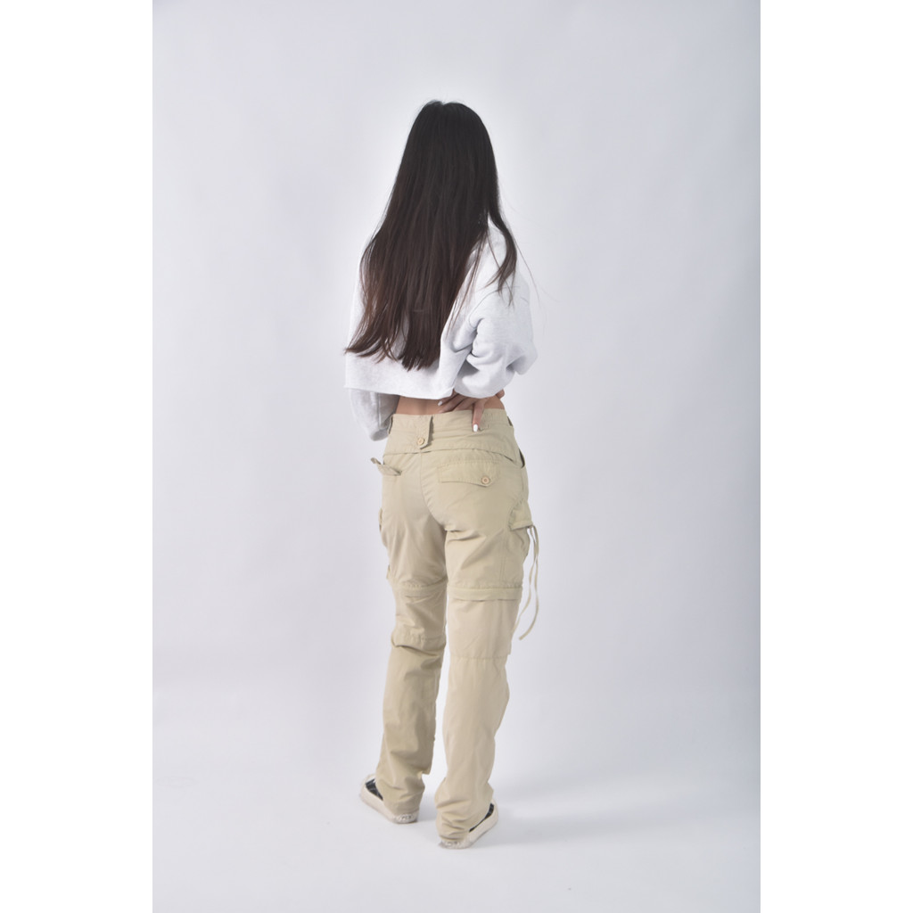 (S) traveler高腰工裝杏色長褲二手衣, , large