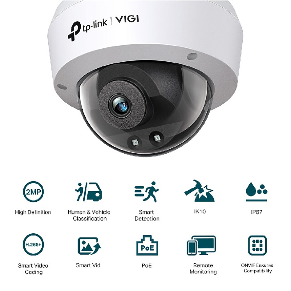 TP-LINK 昌運監視器組合 VIGI NVR1004H-4P 主機+VIGI C220I 2MP 半球網路攝影機*2, , large