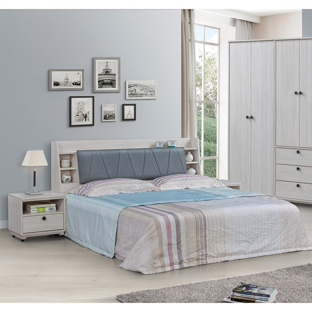 【唯熙傢俱】伊格鋼刷白床頭櫃, , large