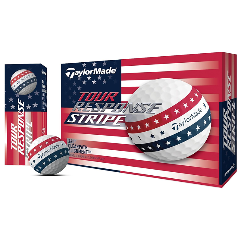 TaylorMade 高爾夫球 Tour Response Stripe USA 12入/盒 三層球, , large