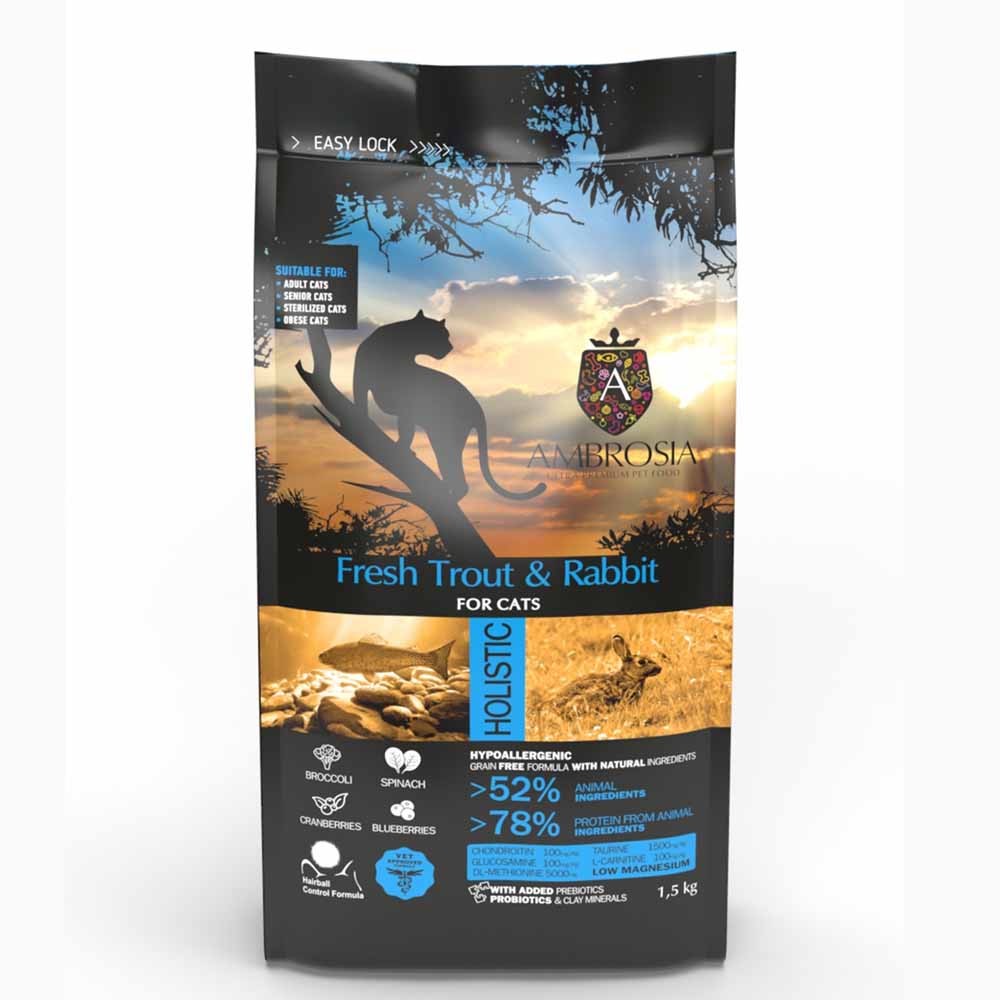 【拉拉寵物小舖】安柏希雅 貓飼料 無穀鮮肉貓糧 貓鱒魚+兔肉1.5公斤 高肉量 超級食物添加 0穀類, , large