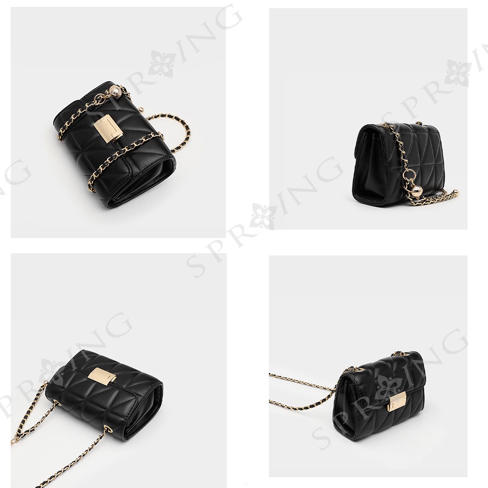 SPRING-菱格小香風鍊條包 刺繡鍊條小斜背包 鐵鍊小方包 -多色, , large