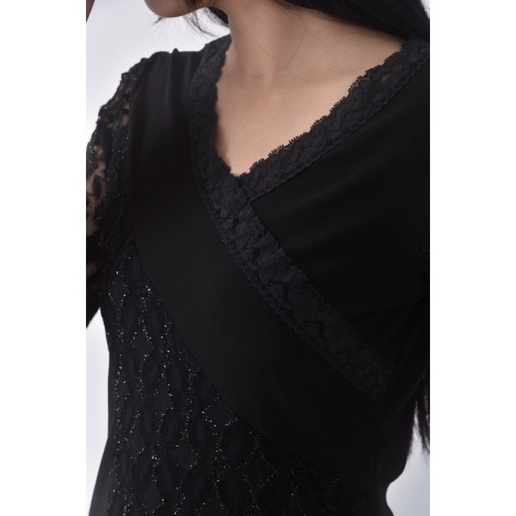 (S) 棉質V領黑色長袖上衣二手衣, , large