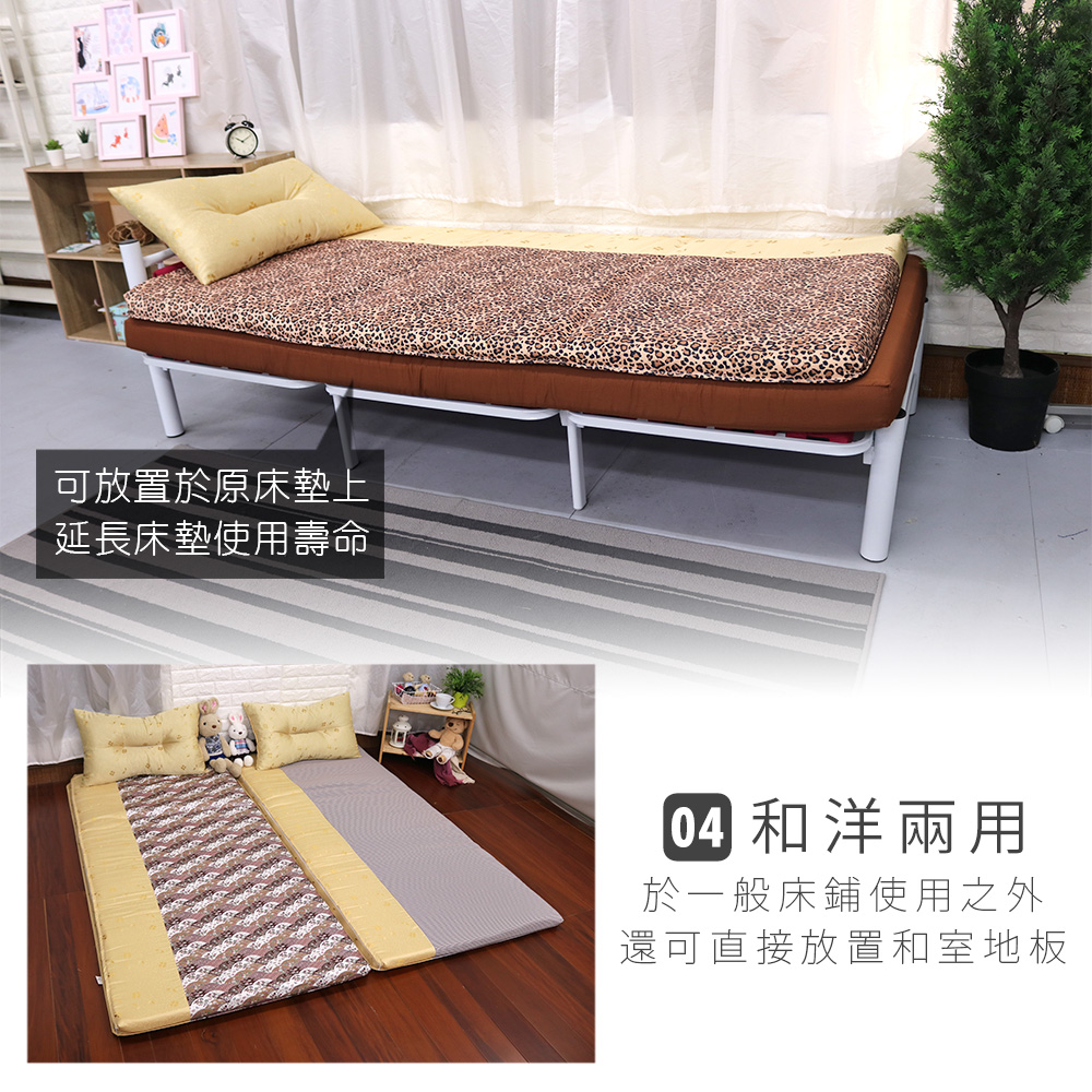 [台客嚴選] MIT稻香拚色冬夏兩用竹面單人床墊-附同色記憶枕-拼色格紋 台灣製 學生床墊 學生床墊 外宿床墊, , large