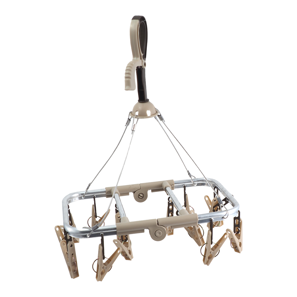 陽光家族鋁合金折疊鋼繩曬架-14夾-1組, , large