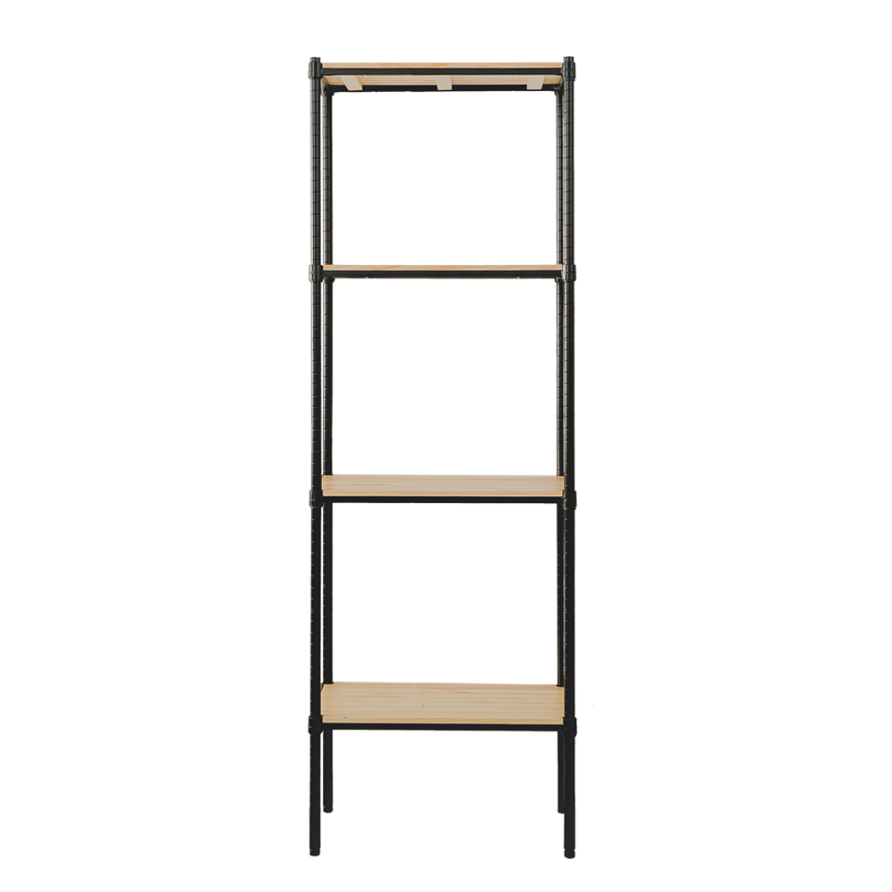 【Y HOUSE】60x30x180公分 松木四層收納層架 置物架 鐵架-烤漆黑