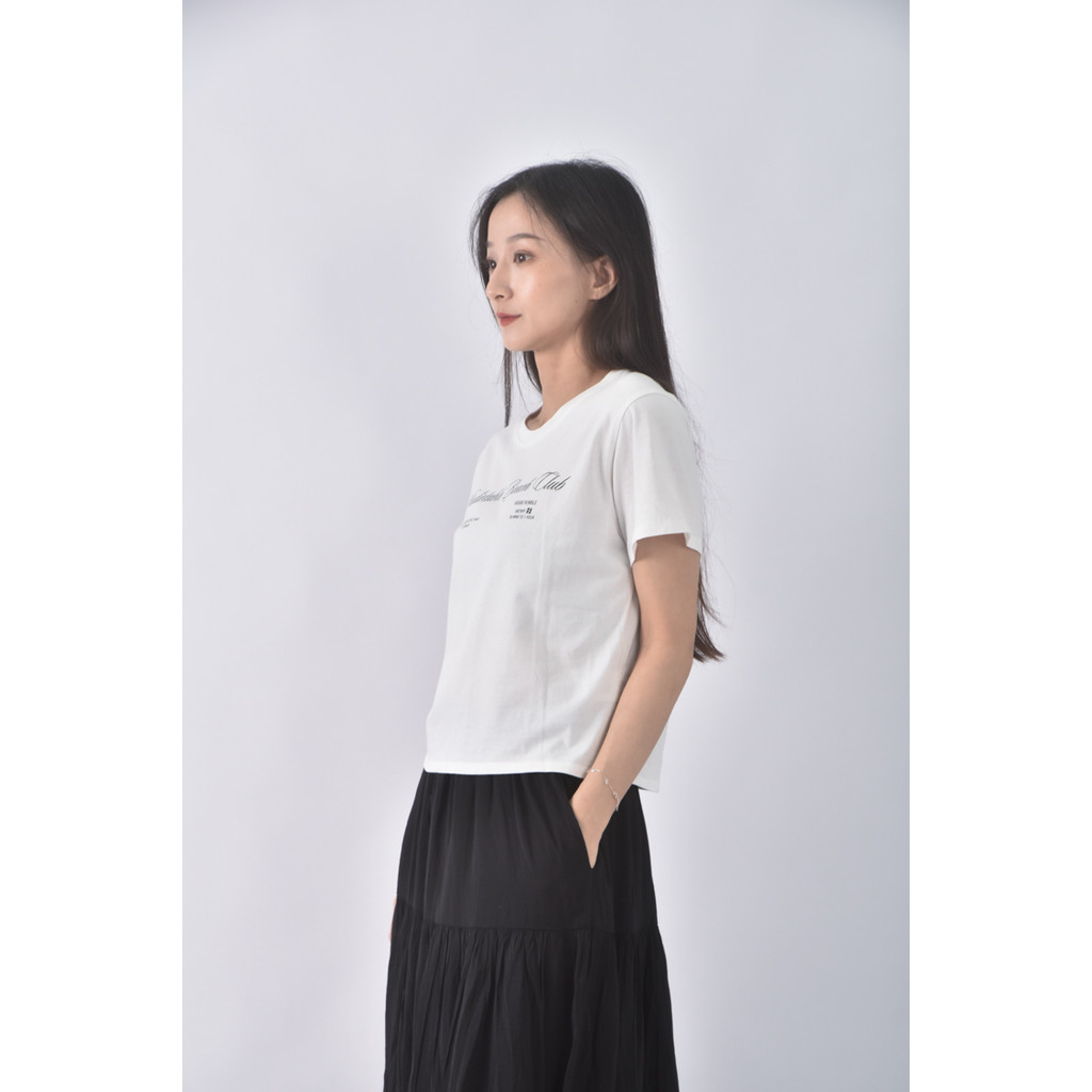 (S) studiotable質感棉質純棉白色短袖上衣二手衣, , large