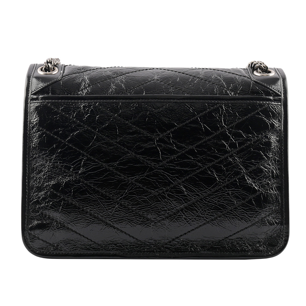 YSL 小牛皮翻蓋NIKI包/郵差包/中款(28cm)/黑色, , large